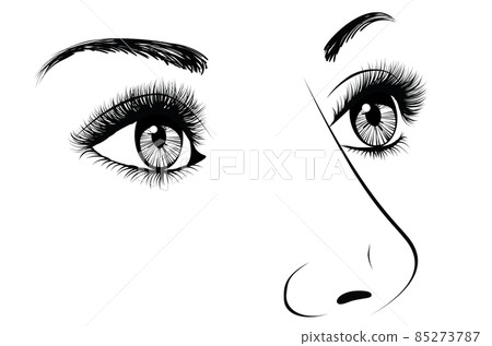 Line art detailed girl portrait 85273787