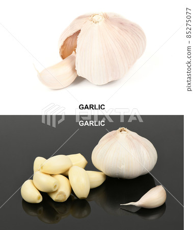 Creative layout made from garlic. Creative layout made from garlic. 85275077