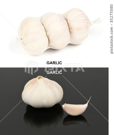 Creative layout made from garlic. 85275080