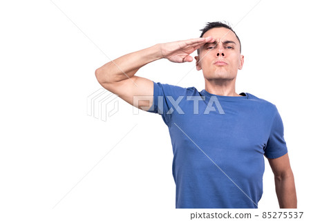Man giving a military salute with his hand 85275537