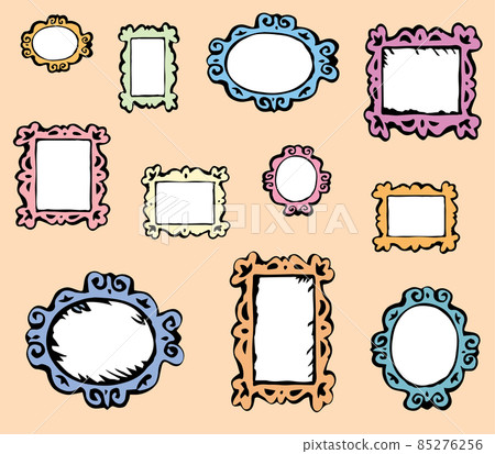 Framed mirrors. Vector drawing pattern 85276256