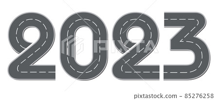 Figures of the new year in the form of a road. Vector drawing 85276258