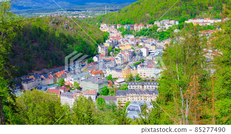 Karlovy Vary city aerial panoramic view 85277490