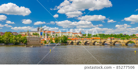 Panorama of Prague city historical centre with Prague Castle, St. Vitus Cathedral Panorama of Prague city historical centre with Prague Castle, St. Vitus Cathedral 85277506