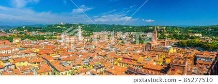 Aerial panoramic view of Verona city historical centre Citta Antica 85277510