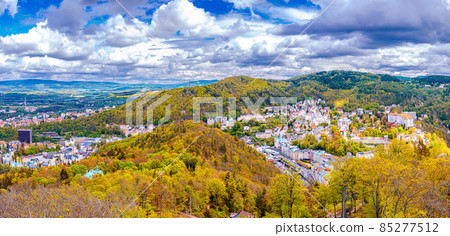 Karlovy Vary city aerial panoramic view Karlovy Vary city aerial panoramic view 85277512