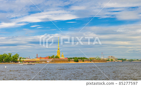 Panorama of Saint Petersburg Leningrad city with Peter and Paul Fortress citadel Panorama of Saint Petersburg Leningrad city with Peter and Paul Fortress citadel 85277597