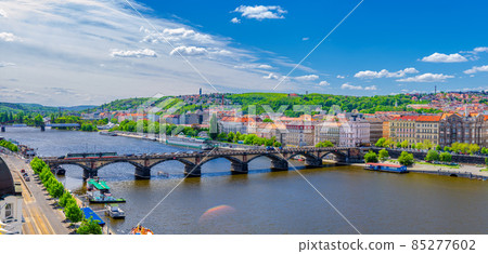 Aerial panoramic view of Prague city historical center 85277602