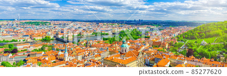 Panorama of Prague city. Aerial panoramic view of Prague Old Town historical centre Panorama of Prague city. Aerial panoramic view of Prague Old Town historical centre 85277620