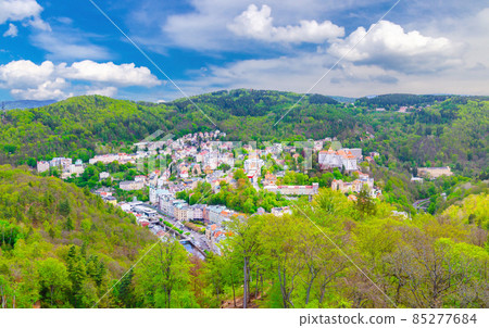 Karlovy Vary city aerial panoramic view Karlovy Vary city aerial panoramic view 85277684