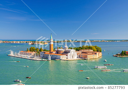 Aerial panoramic view of San Giorgio Maggiore island with Campanile 85277793