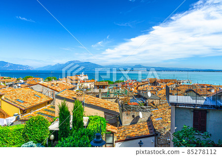 Aerial panoramic view of Desenzano del Garda town 85278112