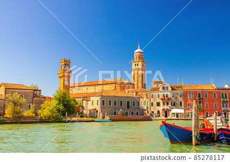 Murano islands cityscape with clock tower Torre dell'Orologio Murano islands cityscape with clock tower Torre dell'Orologio 85278117