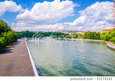 Minsk cityscape with Svislach or Svislac river embankment, Janka Kupala Park and General Headquarters building Minsk cityscape with Svislach or Svislac river embankment, Janka Kupala Park and General Headquarters building 85278191