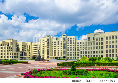 The Government House constructivism style building on Independence Square in Minsk The Government House constructivism style building on Independence Square in Minsk 85278195