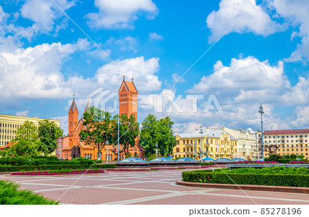 Saints Simon and Helena Roman Catholic church or Red Church on Independence Square in Minsk 85278196