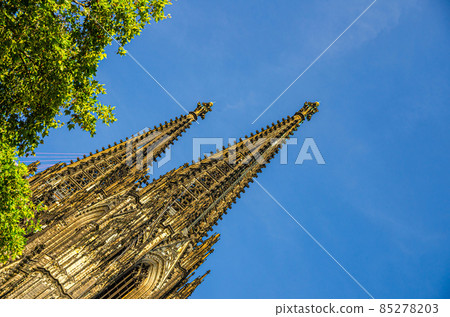 Two tilted spires of Cologne Cathedral Roman Catholic Church 85278203