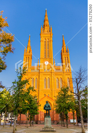 Evangelical Market Protestant church Wiesbaden or Marktkirche neo-Gothic style building Evangelical Market Protestant church Wiesbaden or Marktkirche neo-Gothic style building 85278260