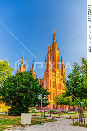 Evangelical Market Protestant church Wiesbaden or Marktkirche neo-Gothic style building 85278261