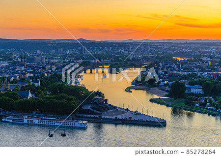 Aerial panoramic view of Koblenz historical city centre Aerial panoramic view of Koblenz historical city centre 85278264