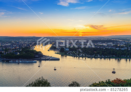 Aerial panoramic view of Koblenz historical city centre Aerial panoramic view of Koblenz historical city centre 85278265