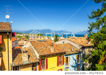 Aerial panoramic view of Desenzano del Garda town 85278331