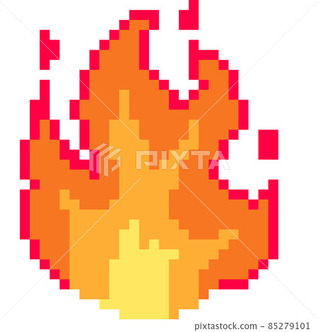 Pixel illustration of flame Pixel illustration of flame 85279101