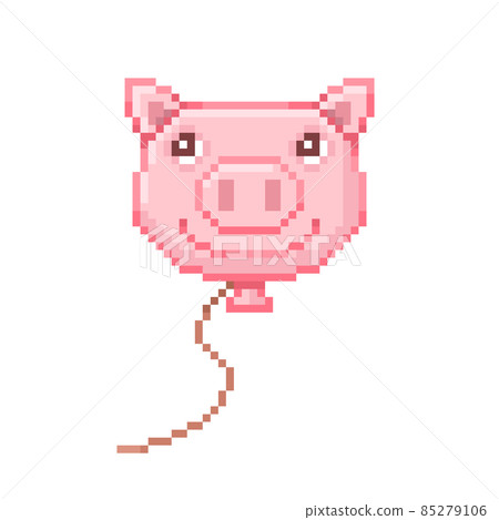 Pixel illustration of a pig face balloon 85279106