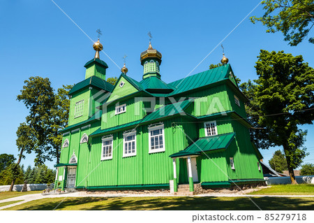 Orthodox green church. St. Michael the Archangel in Trzescianka. Poland Orthodox green church. St. Michael the Archangel in Trzescianka. Poland 85279718