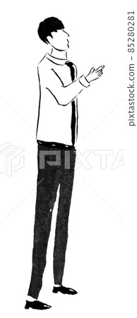 Guide person (hand-drawn person illustration of ink) 85280281