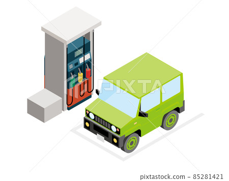 Isometrics 3D three-dimensional illustration Gas station GS refueling machine and car refueling illustration white background Isometrics 3D three-dimensional illustration Gas station GS refueling machine and car refueling illustration white background 85281421