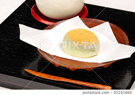 Uguisu mochi on a plate 85281660