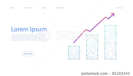 Business growth graph of stock market. form line, triangles, and particle style design. geometric wireframe 85283243