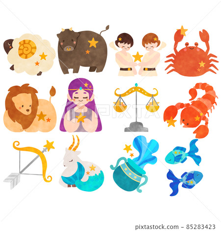 十二星座套裝插畫素材 85283423