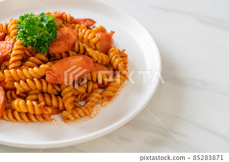 spirali or spiral pasta with tomato sauce spirali or spiral pasta with tomato sauce 85283871