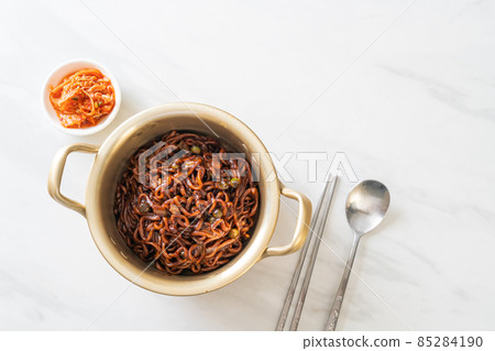 Korean black spaghetti or instant noodle with roasted chajung sauce Korean black spaghetti or instant noodle with roasted chajung sauce 85284190