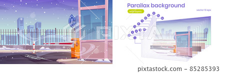 Parallax background with automatic car barrier Parallax background with automatic car barrier 85285393