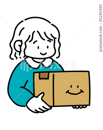 A woman receiving a parcel 85285493