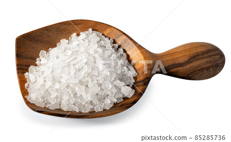 sea salt in wooden spoon isolated on white sea salt in wooden spoon isolated on white 85285736
