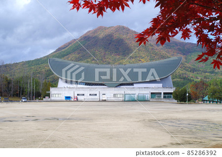 View of the building of Kitahiroshima Town Athletic Park in late autumn View of the building of Kitahiroshima Town Athletic Park in late autumn 85286392