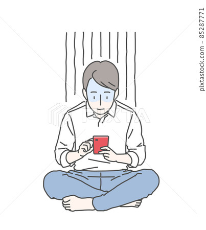 Office worker crazy about smartphones-becomes deep blue 85287771