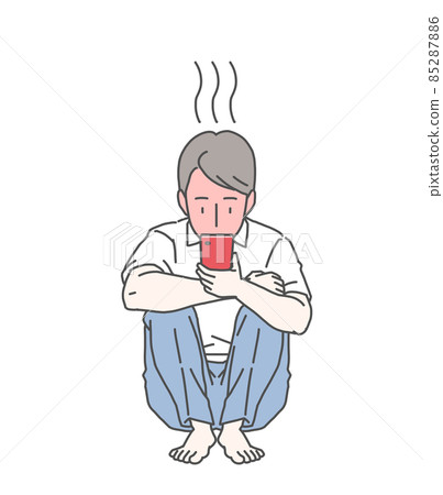 Office worker who sits crazy about his smartphone with his knees-Boiled octopus with a bright red face Office worker who sits crazy about his smartphone with his knees-Boiled octopus with a bright red face 85287886