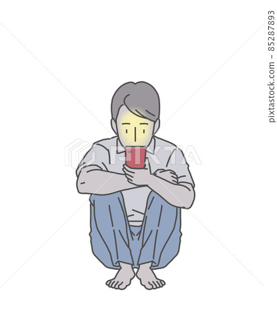 Office worker sitting with his knees crazy about his smartphone-in the dark 85287893