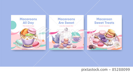 Banner template with macaron sweet concept,watercolor style 85288099