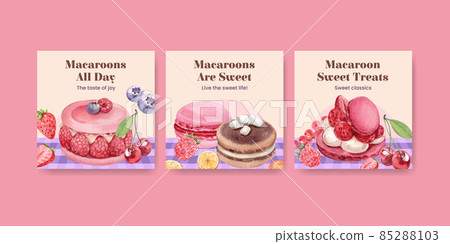 Banner template with macaron sweet concept,watercolor style 85288103