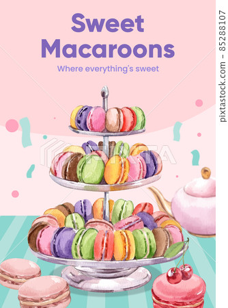 Poster template with macaron sweet concept,watercolor style Poster template with macaron sweet concept,watercolor style 85288107