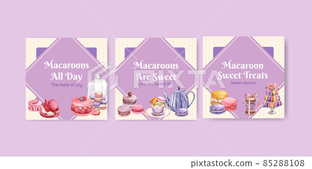 Banner template with macaron sweet concept,watercolor style 85288108