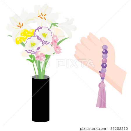 Buddhist offering spring flowers and hands to worship 85288210