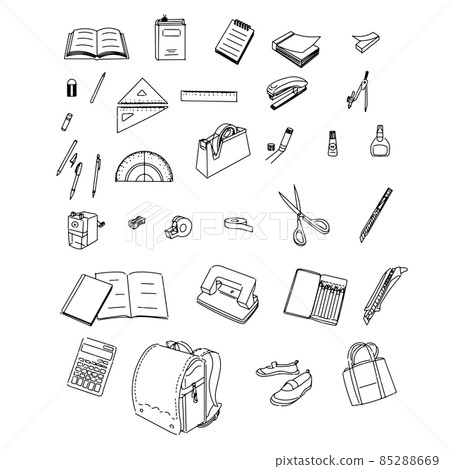 學校使用的文具套裝(簡單,手繪) 學校使用的文具套裝(簡單,手繪) 85288669