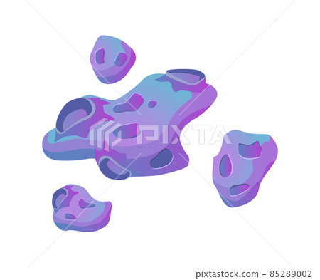 Space Meteorites Cartoon Composition 85289002